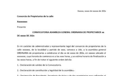 MODELO DE CONVOCATORIA A ASAMBLEA